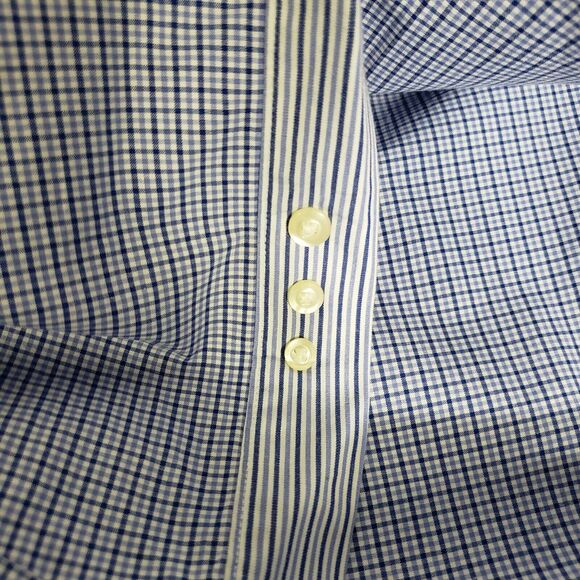 Tommy Hilfiger Mens Shirt Large Button Long Sleeve Plaid Blue Cotton Logo Pocket - Picture 8 of 11